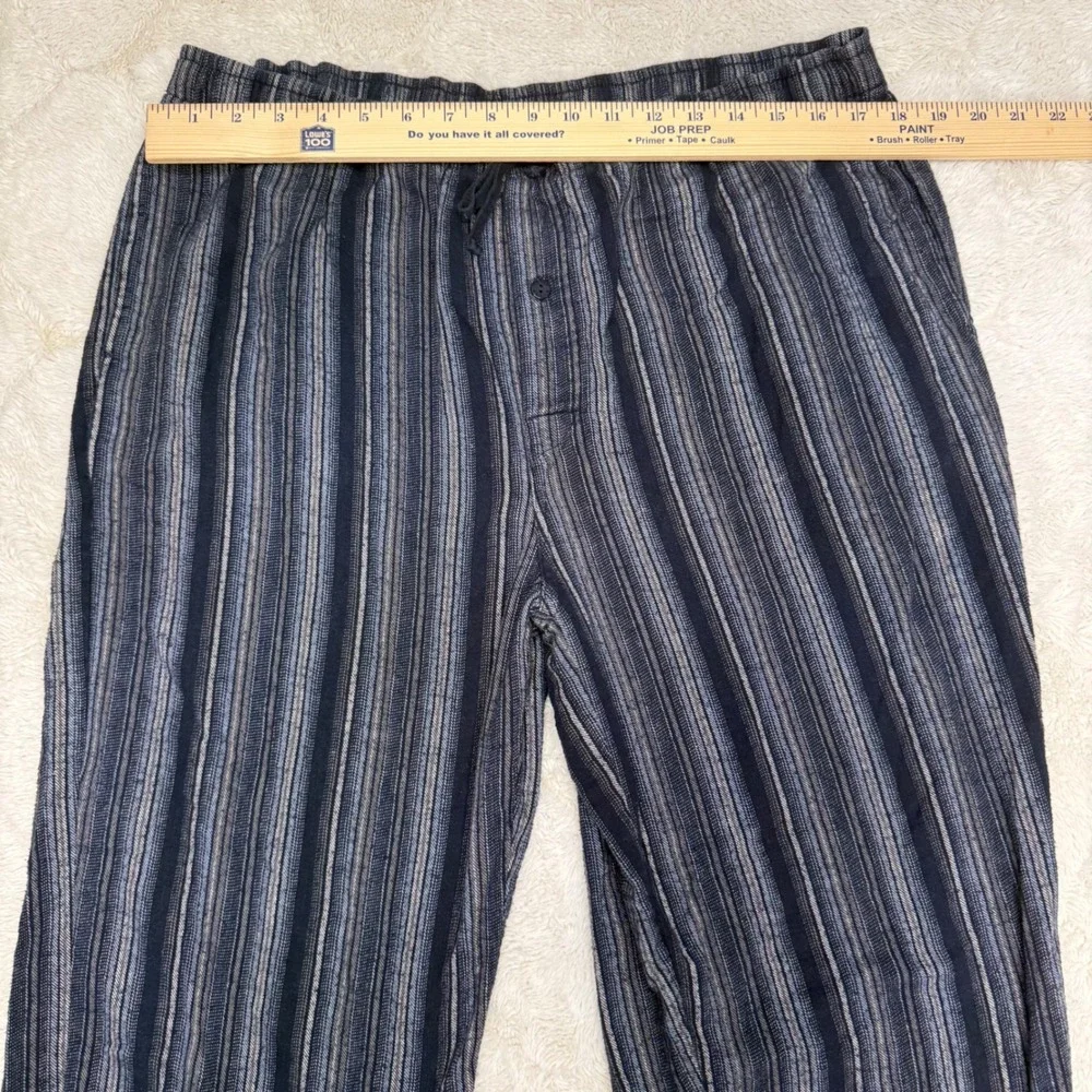 Perry Ellis America Mens Blue Stripe Cotton Lounge Pants Y2K Drawstring Large